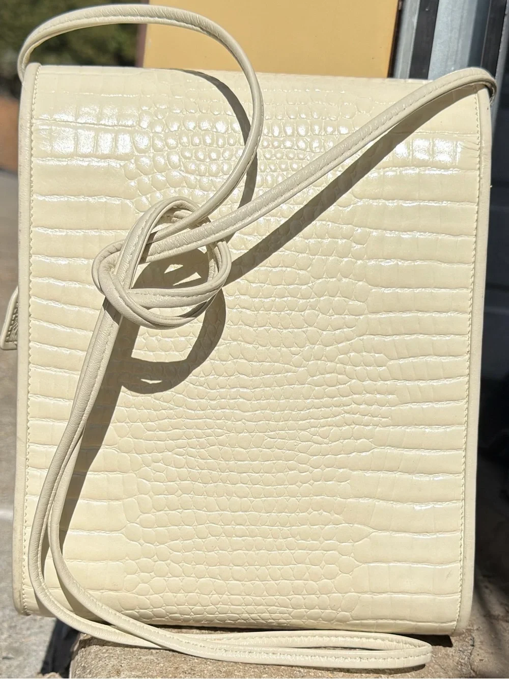 Vintage Anne Klein for Calderon Cream Croc Bag